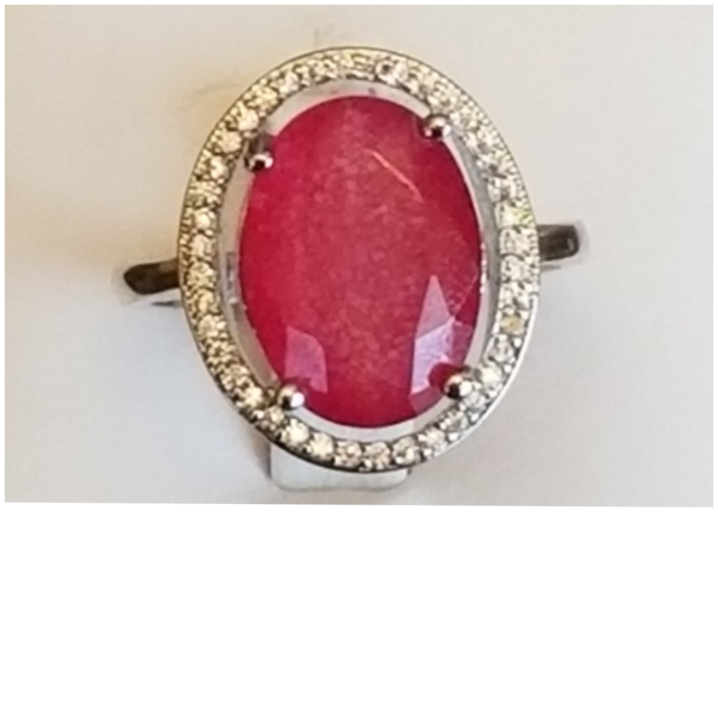 Genuine 7ct Faceted Natural Ruby/White Sapphires Ring 8